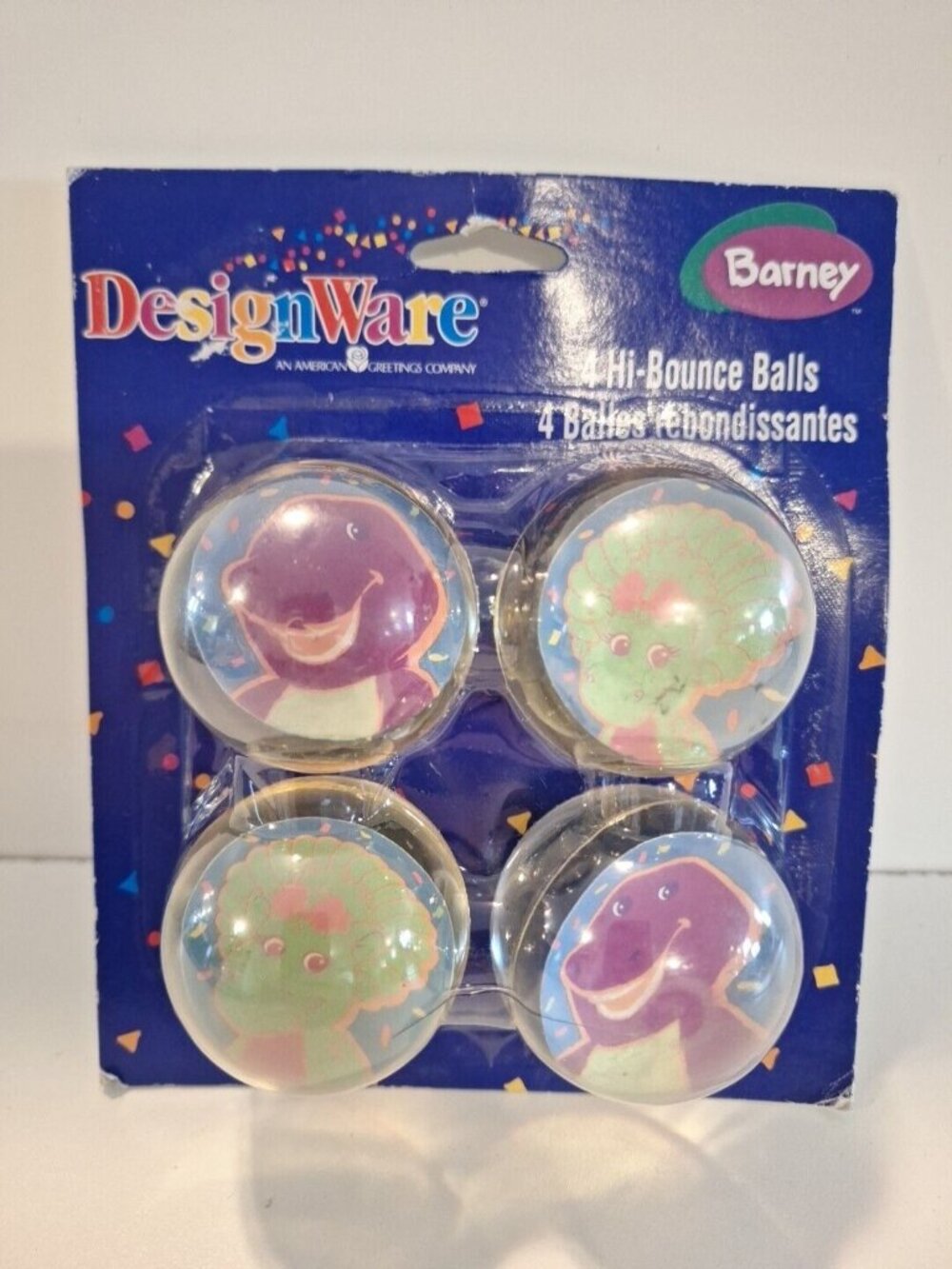 Barney Bebop Hi-Bounce Balls 4 Party Favor 2000 Vintage DesignWare
